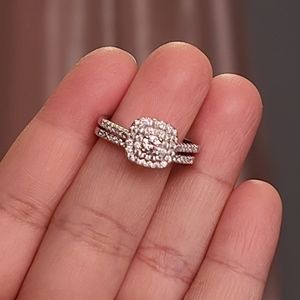 925 Sterling Silver Bridal Ring Engagement Set
